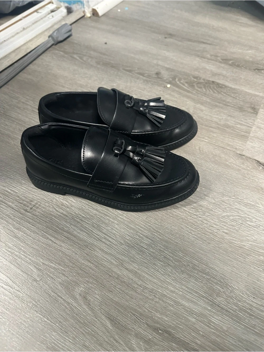 Zara Black Kids Tassel Moccasins